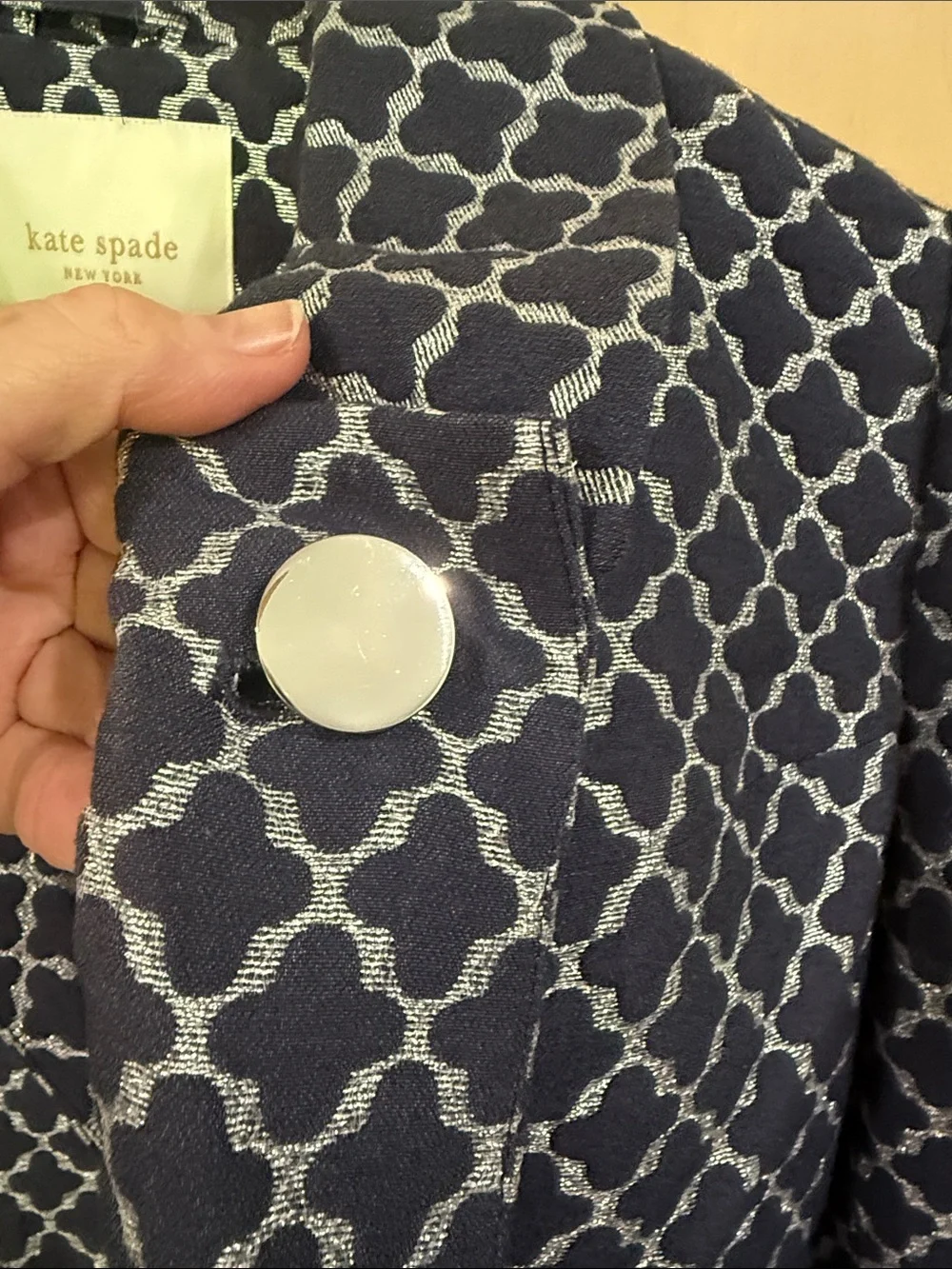 Stunning Kate spade Navy Geometric Print Blazer